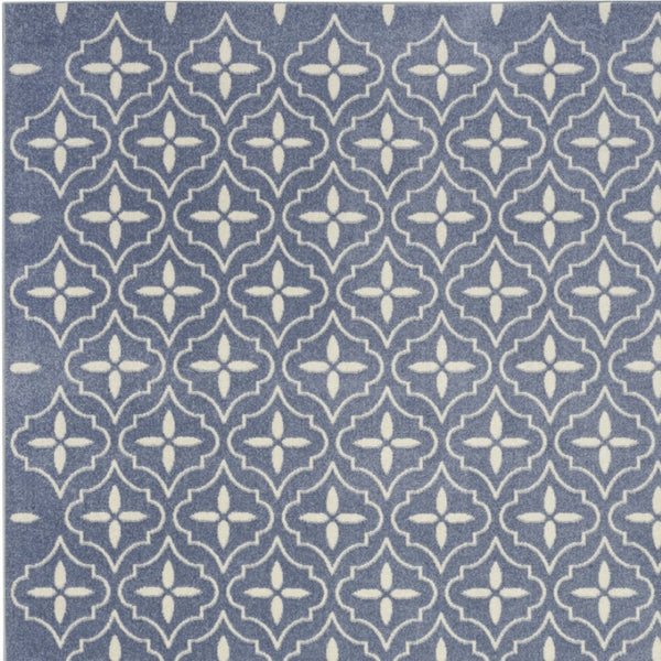 HomeRoots 6' Geometric Blue & Ivory Area Rug - Durable Indoor/Outdoor Design for Modern Spaces & Easy Care 572905