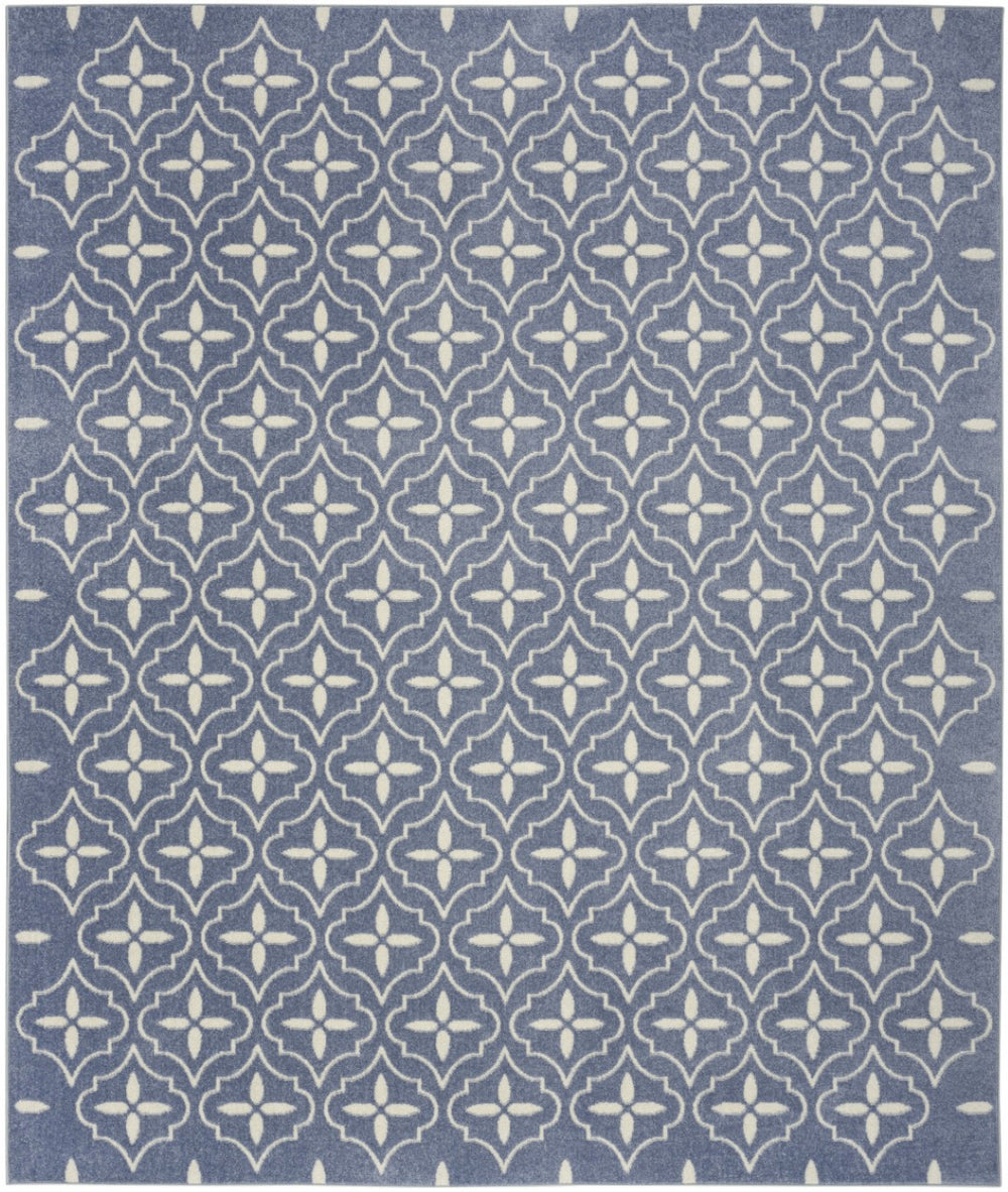 HomeRoots 6' Geometric Blue & Ivory Area Rug - Durable Indoor/Outdoor Design for Modern Spaces & Easy Care 572905