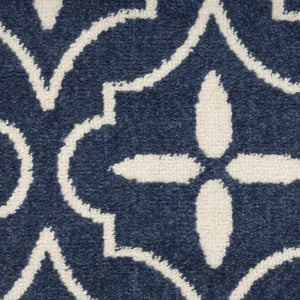 HomeRoots 6' X 9' Stylish Navy Blue & Ivory Geometric Area Rug for Indoor & Outdoor Use - Durable & Easy Care! 572906