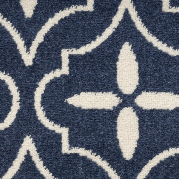 HomeRoots 6' X 9' Stylish Navy Blue & Ivory Geometric Area Rug for Indoor & Outdoor Use - Durable & Easy Care! 572906