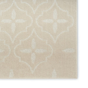 HomeRoots 6' Stylish Ivory and Beige Geometric Area Rug - Durable Indoor/Outdoor Design for Versatile Spaces 572908