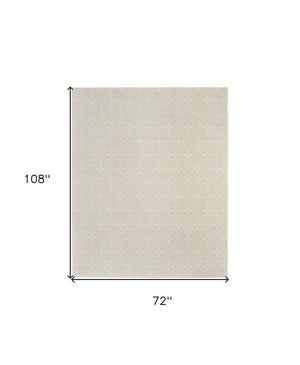 HomeRoots 6' Stylish Ivory and Beige Geometric Area Rug - Durable Indoor/Outdoor Design for Versatile Spaces 572908