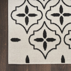 HomeRoots 6' X 9' Ivory and Black Geometric Area Rug - Durable, Stylish Indoor/Outdoor Floor Covering for Any Space 572909
