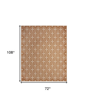 HomeRoots 6' Geometric Copper Indoor Outdoor Area Rug - Durable, Stylish, and Easy-Care for Any Space! 572910