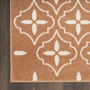 HomeRoots 6' Geometric Copper Indoor Outdoor Area Rug - Durable, Stylish, and Easy-Care for Any Space! 572910