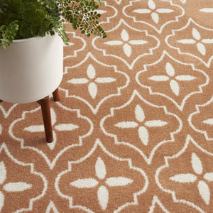HomeRoots 6' Geometric Copper Indoor Outdoor Area Rug - Durable, Stylish, and Easy-Care for Any Space! 572910