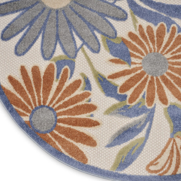 HomeRoots 8' Beige Round Floral Area Rug - Durable, Low-Maintenance Design for Indoor & Outdoor Elegance 572913