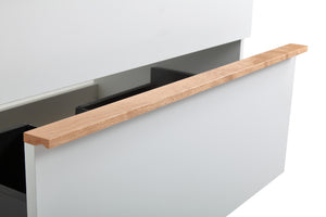 English Elm VELA 30 Inch Wall Mounted Bathroom Vanity with Integrated Acrylic Sink, Dual Wood Handles, Soft-Close Drawers, Matte Finish White W3235P327594