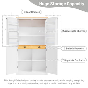 English Elm Topmax Tall White Mdf Freestanding Pantry Cabinet with Drawers and Door Shelves SP000046AAK