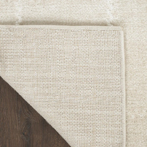 6 X 9 Ivory Geometric Area Rug Plush Synthetic Pile for Modern Living Spaces