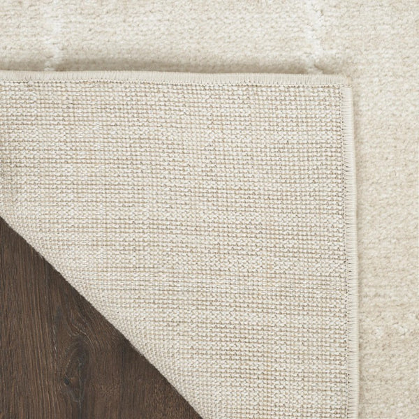 6 X 9 Ivory Geometric Area Rug Plush Synthetic Pile for Modern Living Spaces