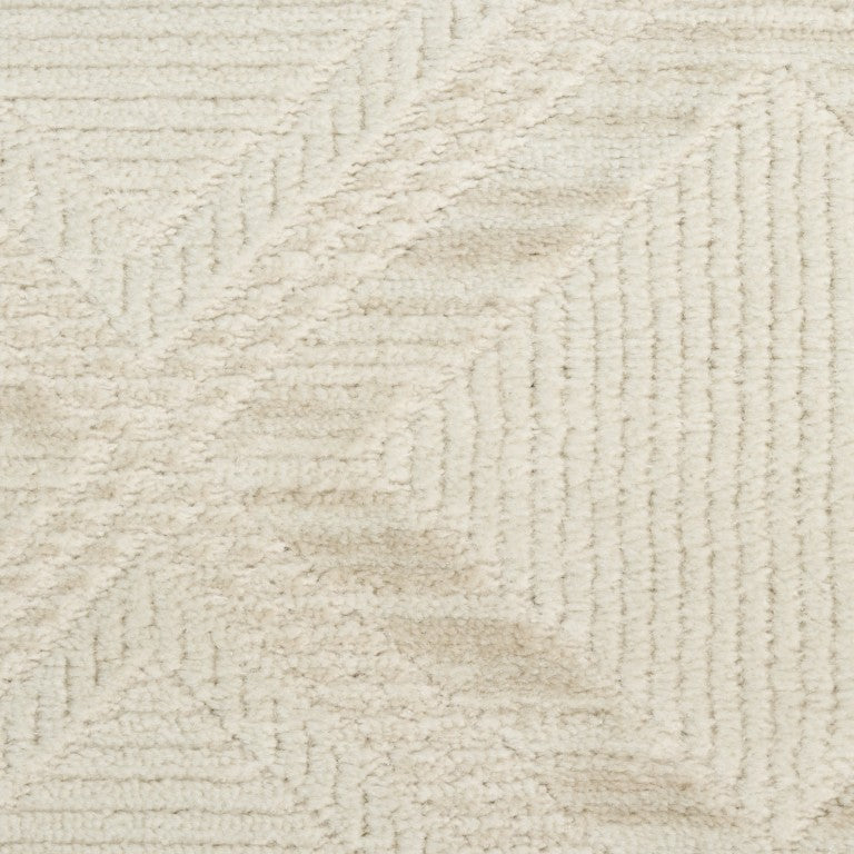 HomeRoots 6 X 9 Ivory Geometric Area Rug Machine Woven Plush Synthetic Fiber for Living Rooms 572926