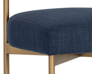 Sunpan Seneca Counter Stool - Modern Open Back Design with Stylish Steel Frame for Contemporary Spaces Antique Brass / Arena Navy