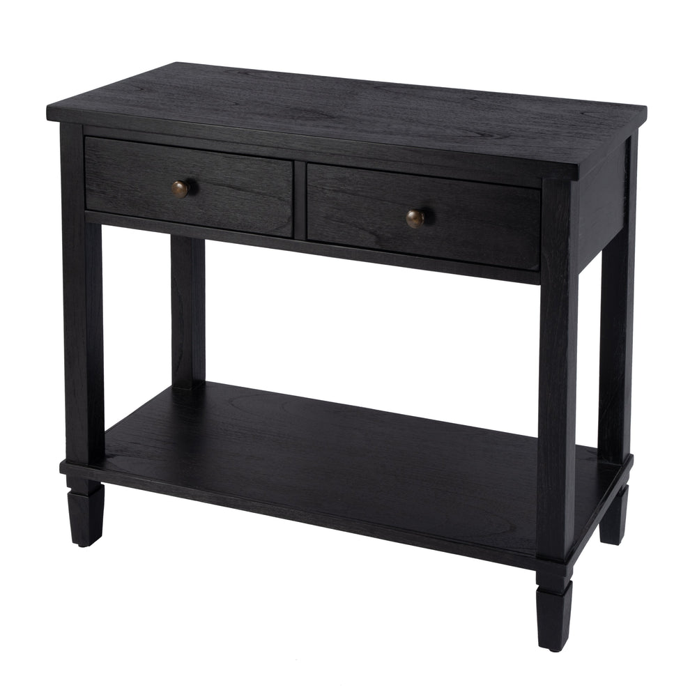 Butler Specialty Flagstaff Rectangular Wood Console Table With 2 Drawers And Open Shelf For Elegant Living Spaces Black Mdf,Mindi Wood,Mindi Veneer 5729432-butler
