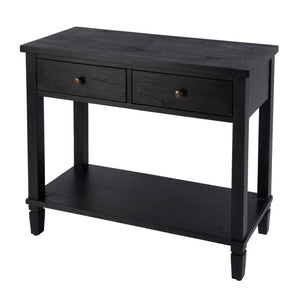 Butler Specialty Flagstaff Rectangular Wood Console Table With 2 Drawers And Open Shelf For Elegant Living Spaces Black Mdf,Mindi Wood,Mindi Veneer 5729432-butler