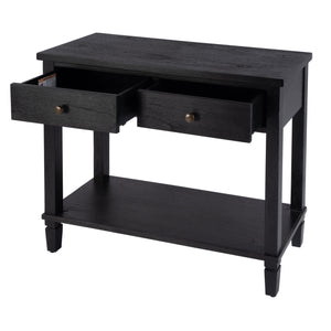 Butler Specialty Flagstaff Rectangular Wood Console Table With 2 Drawers And Open Shelf For Elegant Living Spaces Black Mdf,Mindi Wood,Mindi Veneer 5729432-butler