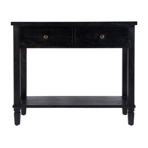 Butler Specialty Flagstaff Rectangular Wood Console Table With 2 Drawers And Open Shelf For Elegant Living Spaces Black Mdf,Mindi Wood,Mindi Veneer 5729432-butler