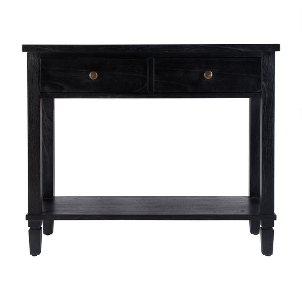 Butler Specialty Flagstaff Rectangular Wood Console Table With 2 Drawers And Open Shelf For Elegant Living Spaces Black Mdf,Mindi Wood,Mindi Veneer 5729432-butler