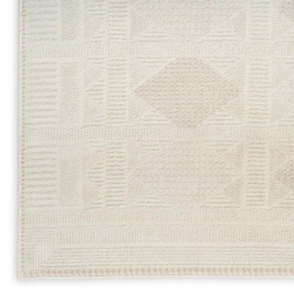 8x10 Geometric Beige Polyester Area Rug Power Loomed for Living and Dining Rooms