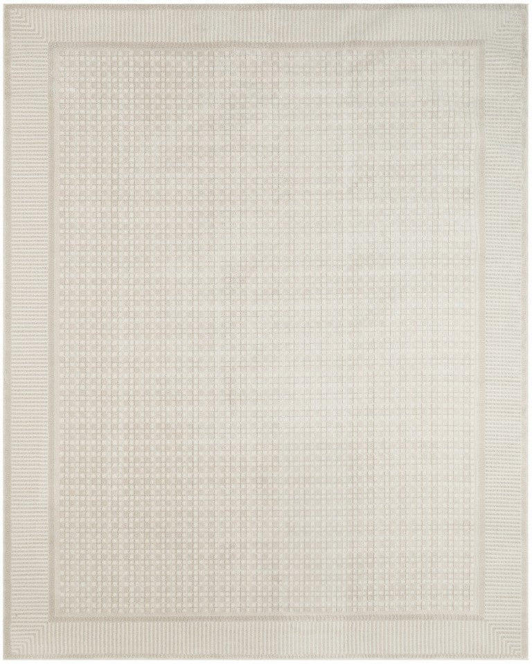 HomeRoots 8 X 10 Ivory Polyester Geometric Area Rug Power Loomed for Modern Living Spaces 572961