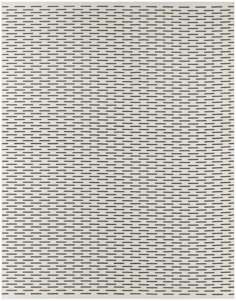 8 X 10 Ivory Geometric Polyester Area Rug Scandinavian Pattern for Living Room