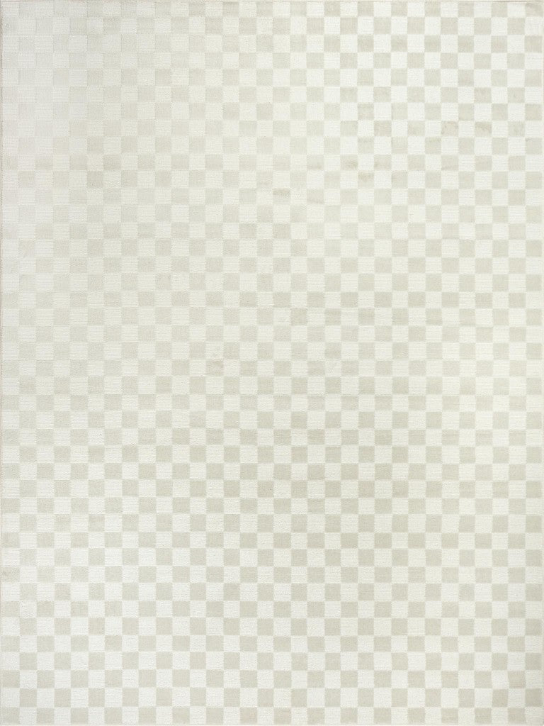 HomeRoots 8 X 10 Ivory Classic Checkered Synthetic Area Rug for Living Room or Dining Space 572989