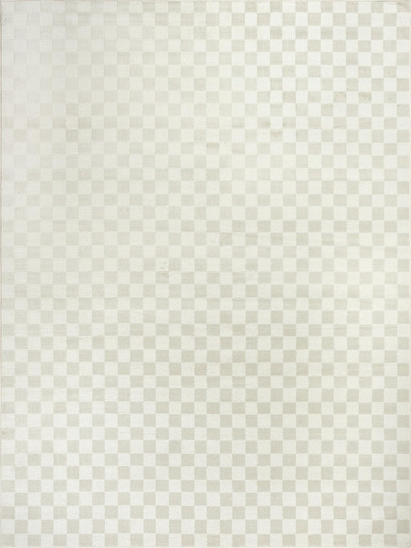 HomeRoots 8 X 10 Ivory Classic Checkered Synthetic Area Rug for Living Room or Dining Space 572989