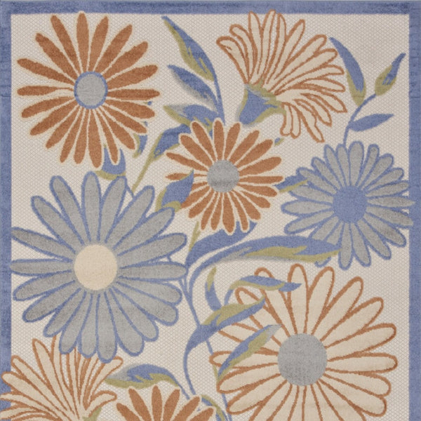 HomeRoots 6' X 9' Beige Floral Area Rug - Timeless Indoor/Outdoor Charm, Durable Design for High-Traffic Spaces 572996
