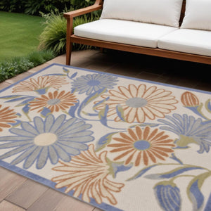 HomeRoots 6' X 9' Beige Floral Area Rug - Timeless Indoor/Outdoor Charm, Durable Design for High-Traffic Spaces 572996