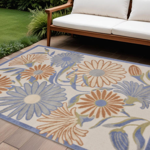 HomeRoots 6' X 9' Beige Floral Area Rug - Timeless Indoor/Outdoor Charm, Durable Design for High-Traffic Spaces 572996