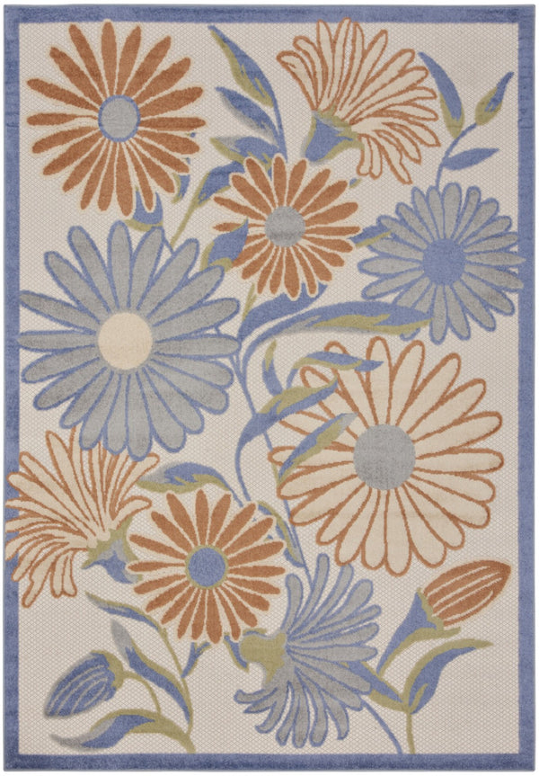 HomeRoots 6' X 9' Beige Floral Area Rug - Timeless Indoor/Outdoor Charm, Durable Design for High-Traffic Spaces 572996