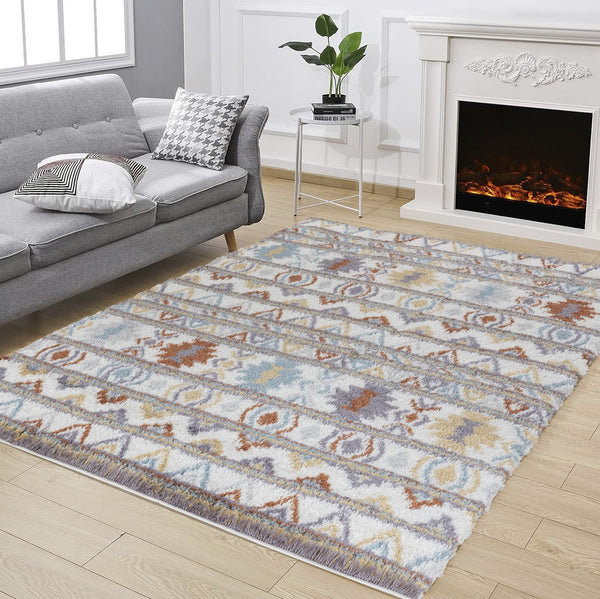 English Elm Loft Shag Area Rug In Ivory - Cozy 7 Ft. 10 In. X 9 Ft. 10 In. Shag Pile For Family & Pets B186P181110
