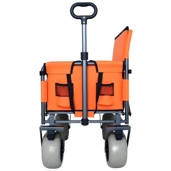 English Elm 3-in-1 Folding Utility Wagon Converts to Bench Seat with All-terrain Balloon Tires Orange W2932P312719
