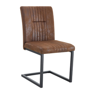 English Elm 4 Ergonomic Brown Dining Chairs with Breathable Fabric, Sponge Comfort & Sturdy Black Metal Legs W1151P266890