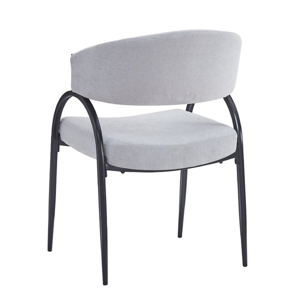 English Elm Upholstered Gray Fabric Dining Chair Set of Two with Sleek Metal Legs Modern Style N768P184752L