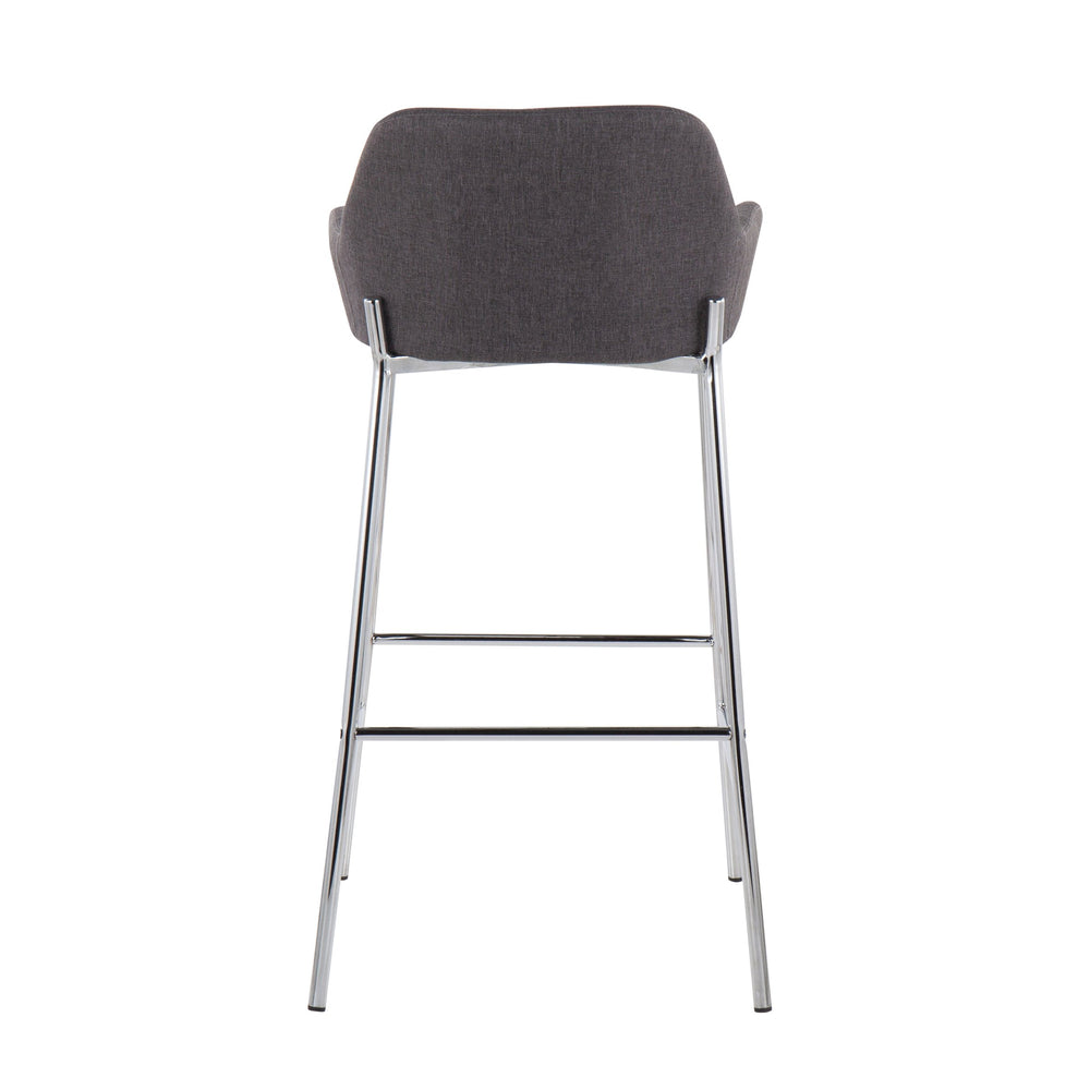 English Elm Daniella Contemporary Bar Stool Set Of 2 - Stylish Chrome Metal & Charcoal Fabric For Modern Spaces B202S00540