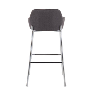 English Elm Daniella Contemporary Bar Stool Set Of 2 - Stylish Chrome Metal & Charcoal Fabric For Modern Spaces B202S00540