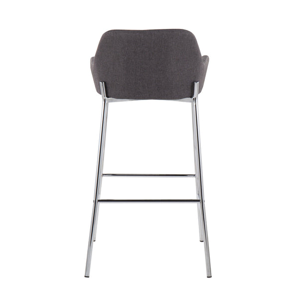 English Elm Daniella Contemporary Bar Stool Set Of 2 - Stylish Chrome Metal & Charcoal Fabric For Modern Spaces B202S00540