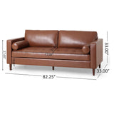 Christopher Knight Home® - Noble House - - Mirod Comfy 3-Seat Sofa With Wooden Legs, Pu, For Living Room And Study