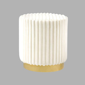 English Elm Contemporary Velvet Accent Stool with Gold Stainless Steel Base, Pleated Bow-Tie Design, Luxe Seat Beige 16 L x 16 W x 18 H B2741P388367