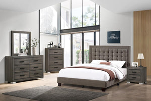 English Elm Modern Rubberwood Dresser with Full Width Bar Handles Gray Grain Finish Bedroom B011P447481