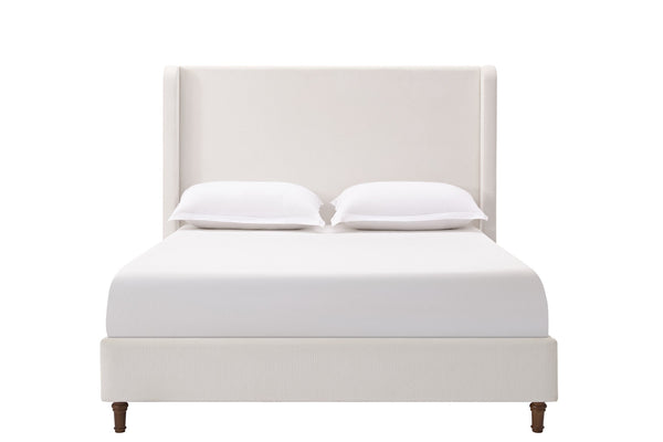 English Elm Harper Tall Upholstered Bed – 54" Headboard, Cream Chenille, Easy Assembly, No Box Spring Needed! B083P227886