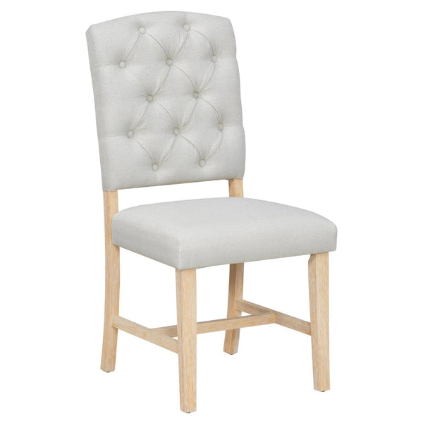 English Elm Trexm Retro 5 Piece Extendable Round Dining Set with Button Tufted Upholstered Chairs Natural ST000094AAN-2026
