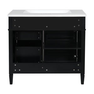 English Elm 36'' Modern Bathroom Vanity With Top Sink, Elegant Storage Cabinet & 2 Drawers For Small Spaces N710S136004B