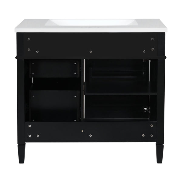 English Elm 36'' Modern Bathroom Vanity With Top Sink, Elegant Storage Cabinet & 2 Drawers For Small Spaces N710S136004B
