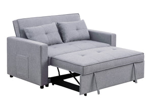 English Elm Zaira Linen Convertible Sleeper Loveseat with Side Pocket for Small Spaces Light Gray B2749S00011