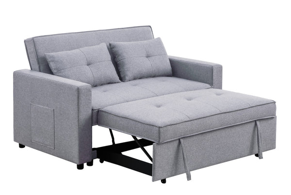 English Elm Zaira Linen Convertible Sleeper Loveseat with Side Pocket for Small Spaces Light Gray B2749S00011