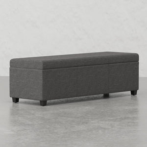 English Elm Lincoln Extra Large Storage Ottoman Bench with Slate Gray Linen, Solid Wood, Hidden Storage & Seating B2732P253621