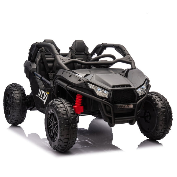 English Elm 24v Two Seater Kids Utv with Parental Remote Dual Motors Four Wheel Suspension Led Black W1578P198431