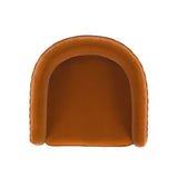 Modern Burnt Orange Velvet Dining Chair with Barrel Back & Ergonomic Armrests